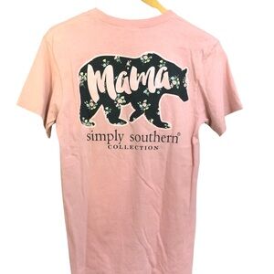 Simply Southern Pink Short Sleeve Tee with Mama Bear Graphic‎